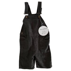 DOTTY DUNGAREES - OVERALL SHORT - COTTON/RAMIE - DARK KAKI GREEN- - NEW NO TAG